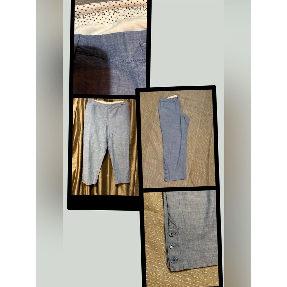 Talbots Light Blue Cropped Linen-Blend Ankle Pants #2023